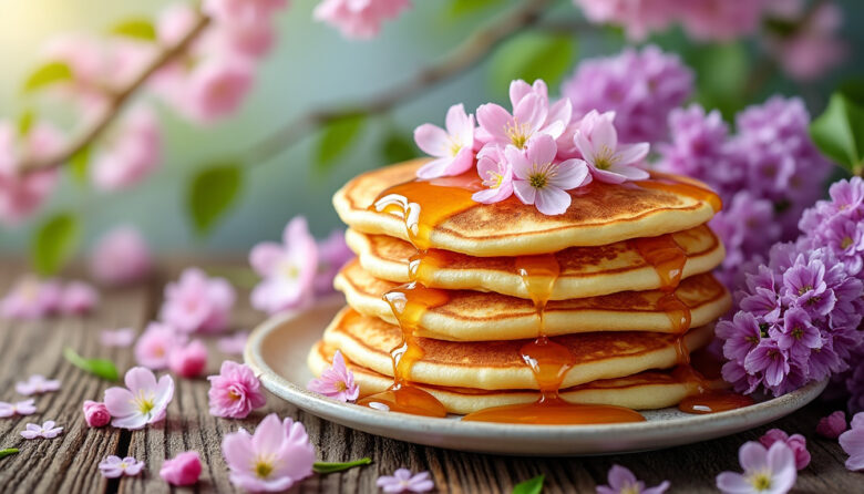 craquez pour ces crêpes moelleuses nappées d’un sirop délicat de fleur, idéales pour savourer toute la fraîcheur et la douceur du printemps. recette facile et gourmande à essayer !